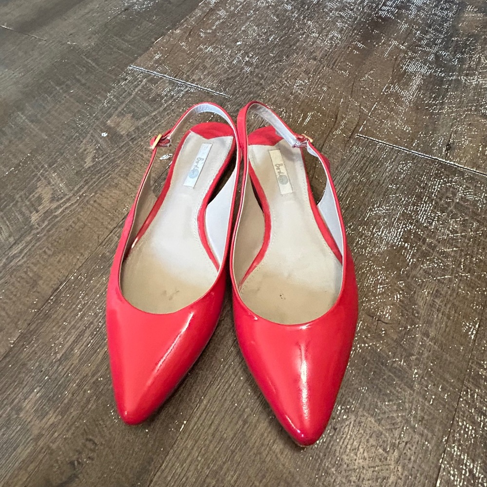 Boden Red Patent Leather Slingback Pointed Toe Flats Size 41.5 EU 10.5 Us
